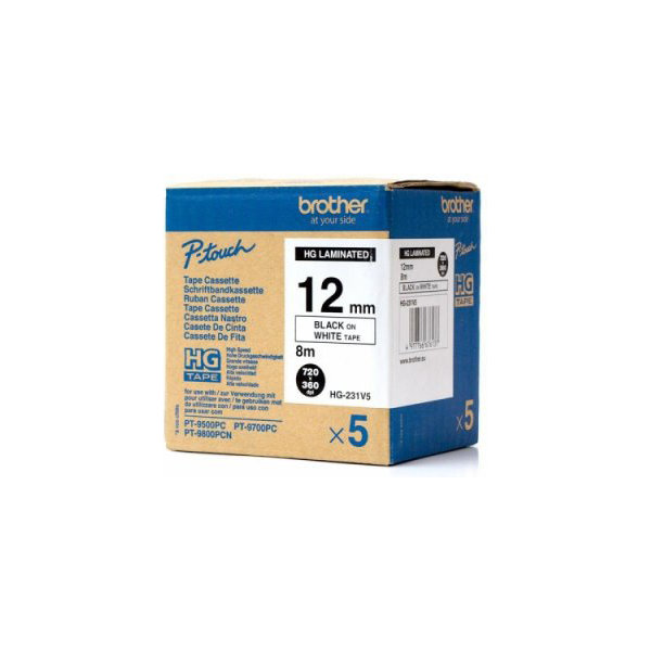 Brother HGe251V5 labeltape 24mm, sort på hvid