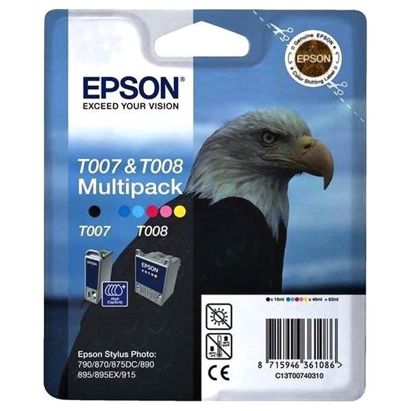 Epson T007+ T008 blækpatroner, sampak, 540s
