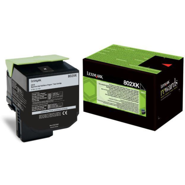 Lexmark 80C2XK0 lasertoner, sort, 8000s