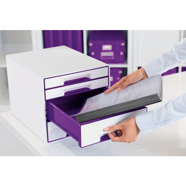 Leitz WOW CUBE skuffekabinet, 4 skuffer, lilla