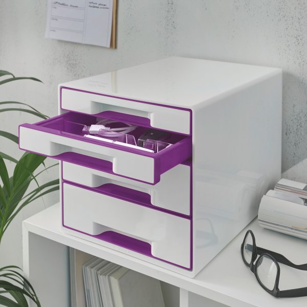 Leitz WOW CUBE skuffekabinet, 4 skuffer, lilla