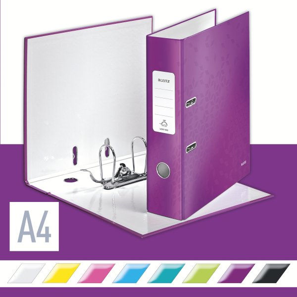 Leitz 180 WOW brevordner A4, 80mm, lilla