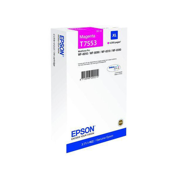 Epson C13T755340 XL blækpatron, rød, 4000s.