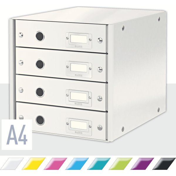 Leitz Click & Store skuffekabinet 4 rum, hvid