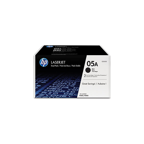 HP 05A/CE505D lasertoner, sort, 2 x 2300 s.