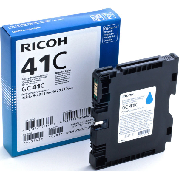 Ricoh 41C/405762 blækpatron, cyan, 2200 s.