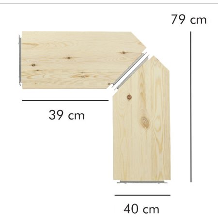 ABC hjørnehylder, 2 stk., 40 cm, natur