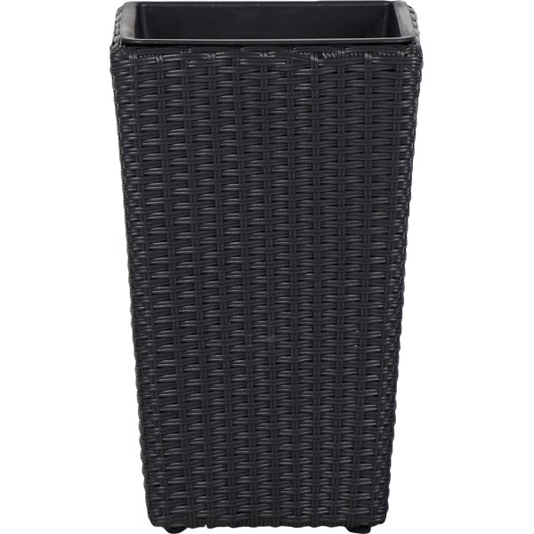 Josefine blomsterkrukke i sort polyrattan, H50 cm