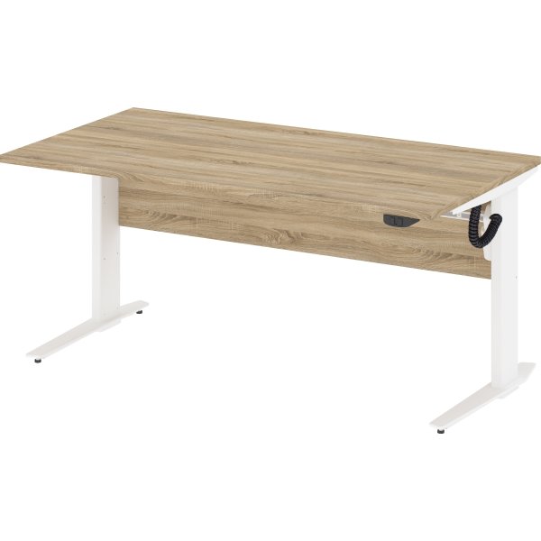 Budgetline hæve/sænkebord 150x80, hvid/eg