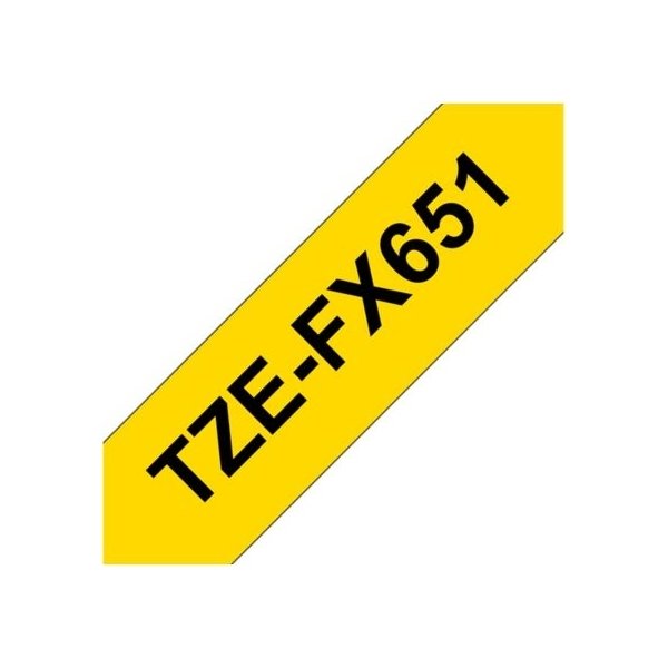 Brother TZe-FX651 labeltape 24mm, sort på gul