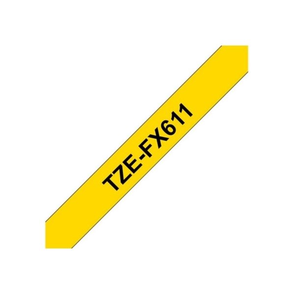 Brother TZe-FX611 labeltape 6mm, sort på gul