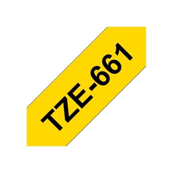 Brother TZe-661 labeltape 36mm, sort på gul