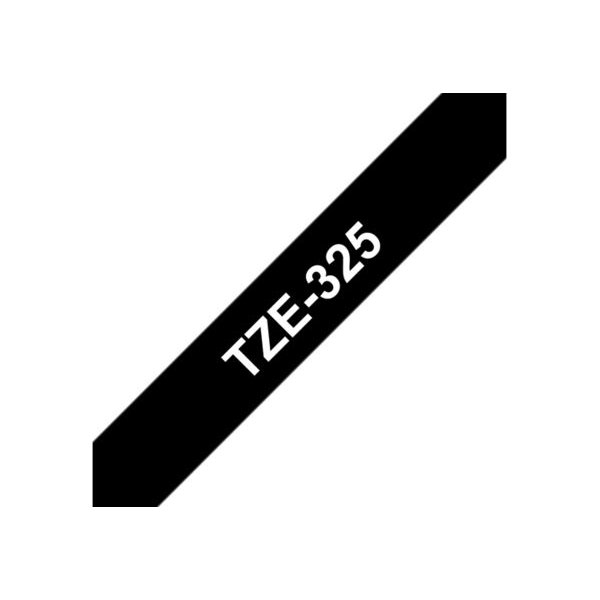 Brother TZe-325 labeltape 9mm, hvid på sort