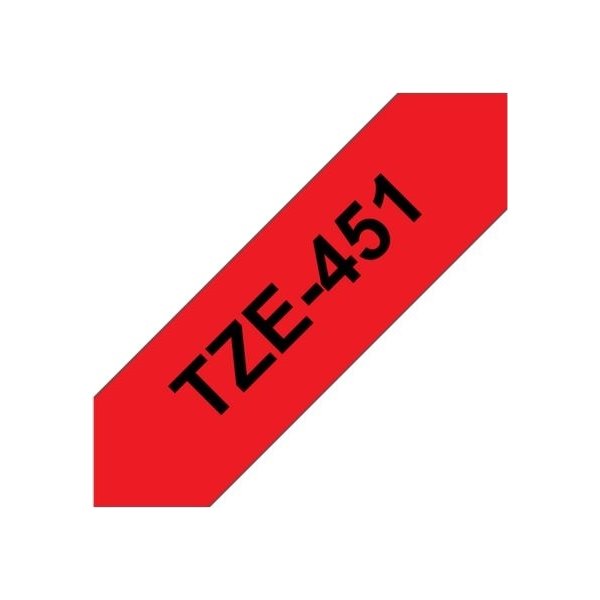 Brother TZe-451 labeltape 24mm, sort på rød