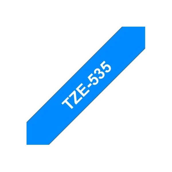 Brother TZe-535 labeltape 12mm, hvid på blå