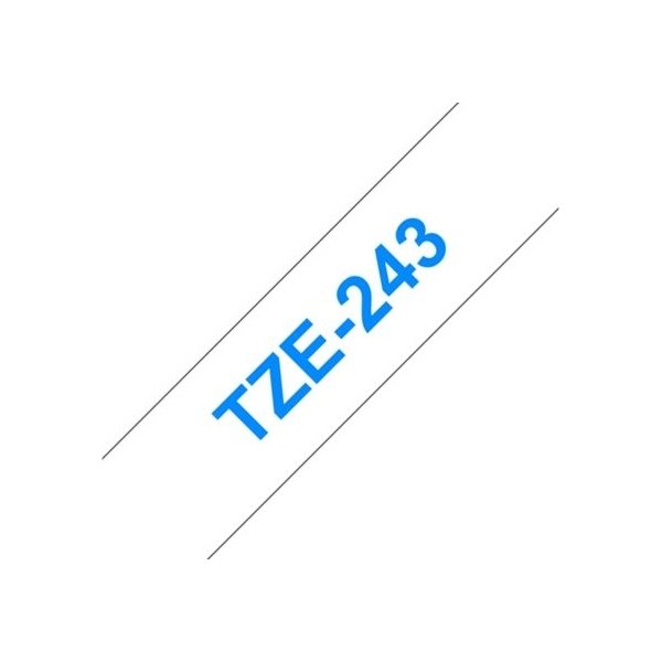 Brother TZe-243 labeltape 18mm, blå på hvid