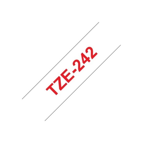 Brother TZe-242 labeltape 18mm, rød på hvid