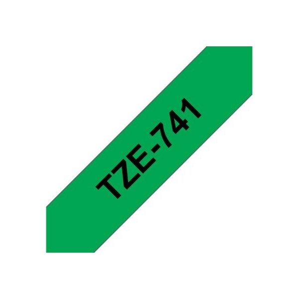Brother TZe-741 labeltape 18mm, sort på grøn