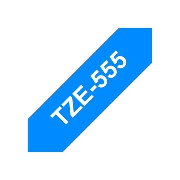 Brother TZe-555 labeltape 24mm, hvid på blå
