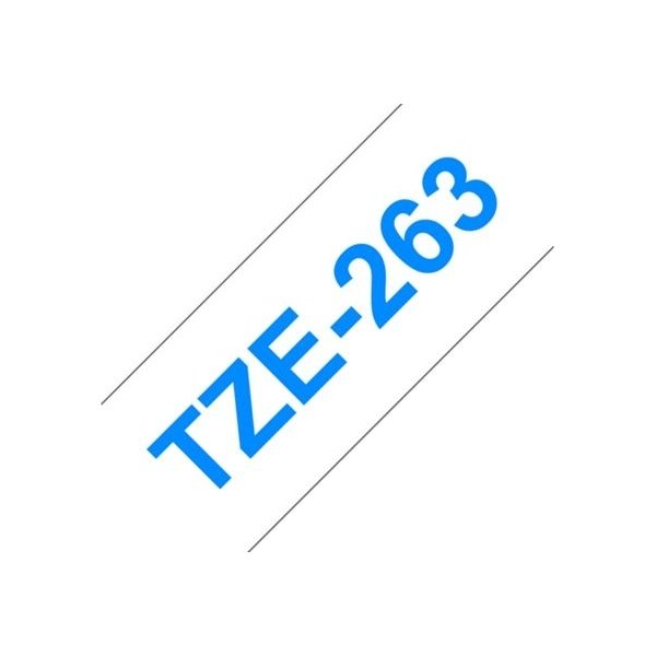 Brother TZe-263 labeltape 36mm, blå på hvid