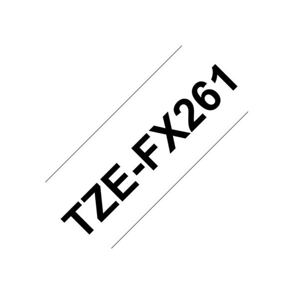 Brother TZe-FX261 labeltape 36mm, sort på hvid