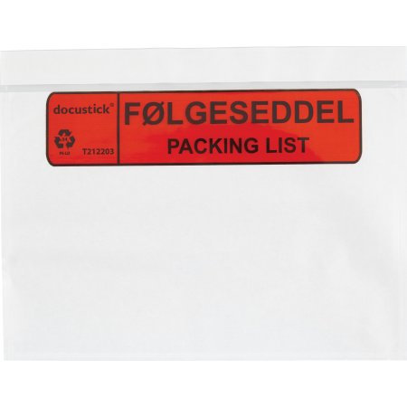 Følgeseddelslomme Følg./Pack., C5, 1000 stk.