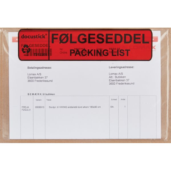 Følgeseddelslomme Følg./Pack., C5, 1000 stk.