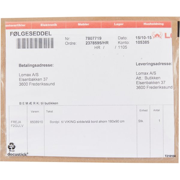 Følgeseddelslomme uden tryk, C6, 1000 stk.