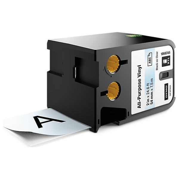 Dymo XTL, vinyltape, 54 mm, sort på klar