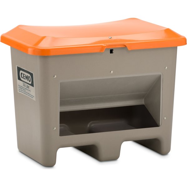 Salt-/sandbeholder 200 L,bund-/gaffelåb,Grå/orange