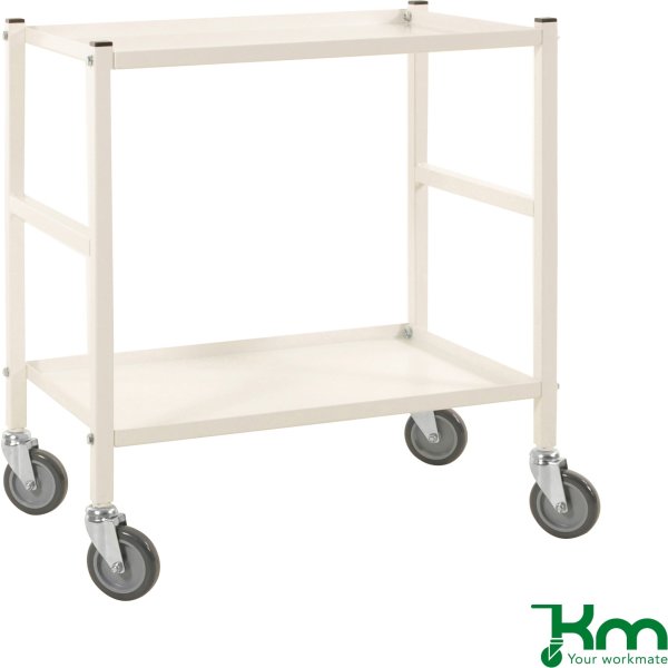 Rullevogn, 2 hylder, 670x415x760, 150 kg, Hvid