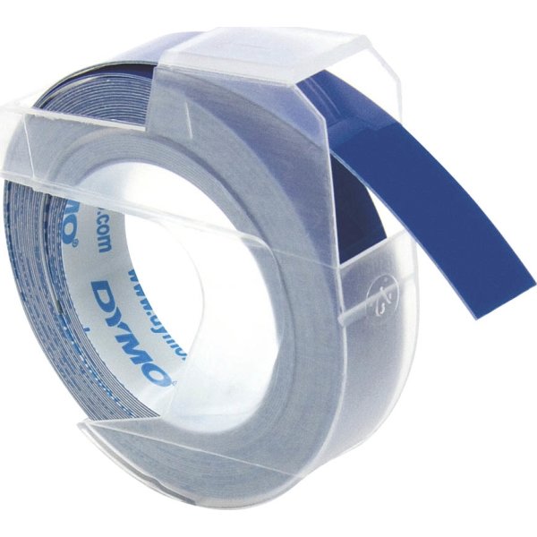 Dymo 3D prægetape 9mm, hvid på blå