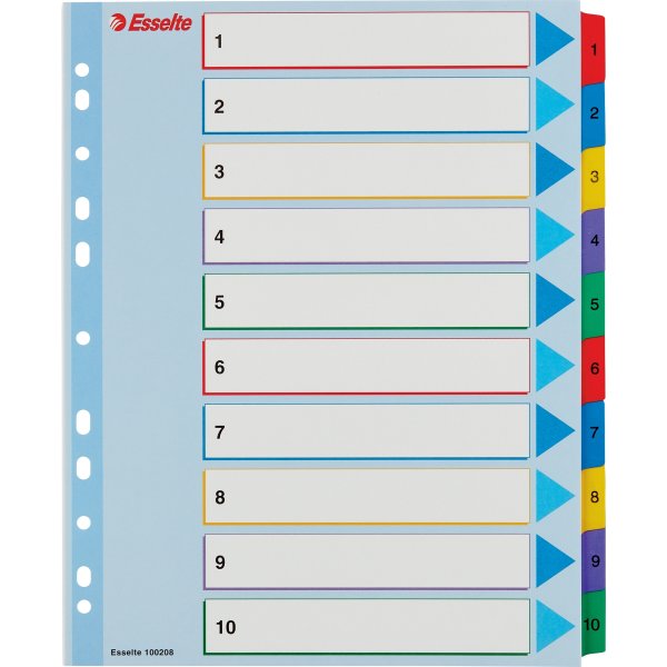 Esselte Mylar register A4, 1-10, overskrivbar