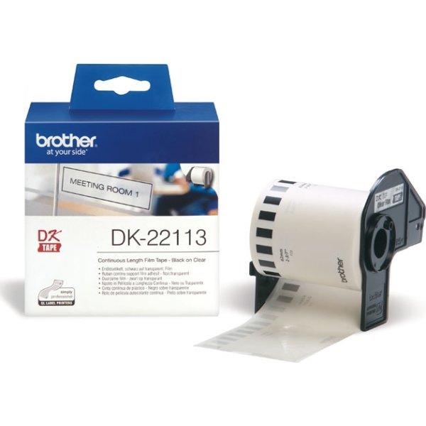 Brother endeløs tape, plast 62x15,24m, sort/klar