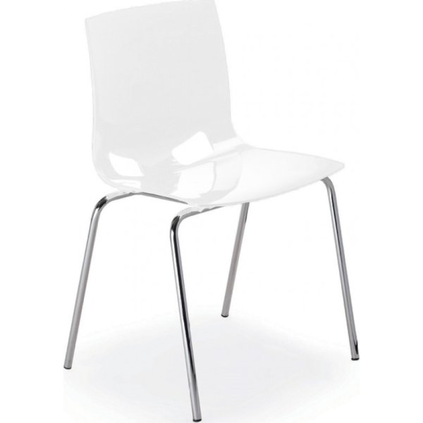 Fondo stol m/ 4 ben. Krom/off white
