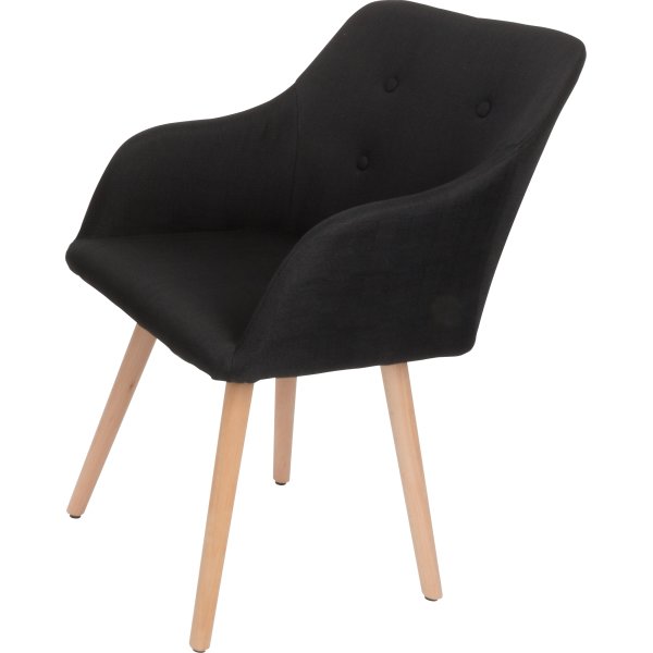 Fano loungestol sort med stel i bøg