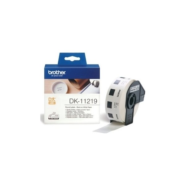 Brother runde udstansede papiretiket, 12 mm