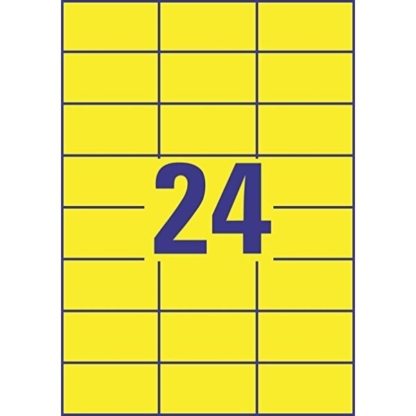Avery 3451 farvede etiketter, 70 x 37mm, gul