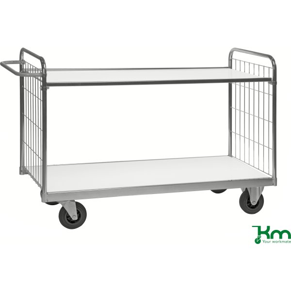 Bordvogn med gitter 2 plan, 179x65x102,5, 300 kg