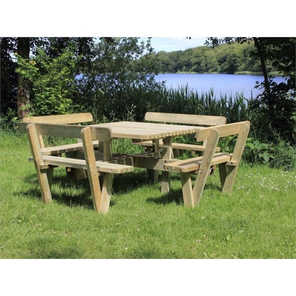 Plus Square bord-bænkesæt m. ryglæn, Natur