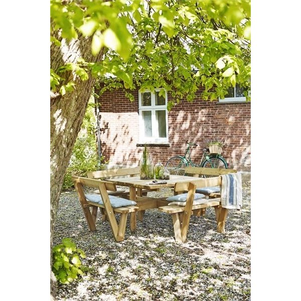 Plus Square bord-bænkesæt m. ryglæn, Natur