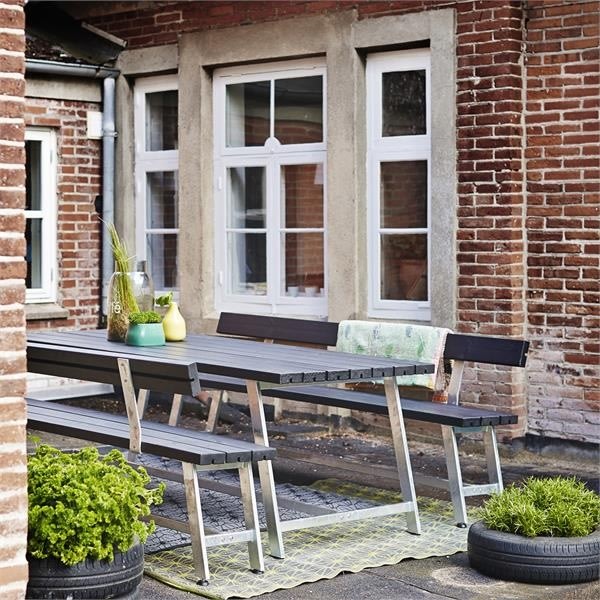 Plus Royal Plankesæt L. 207 cm med ryglæn, Sort