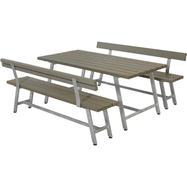 Plus Royal Plankesæt L. 207 cm med ryglæn, Gråbrun