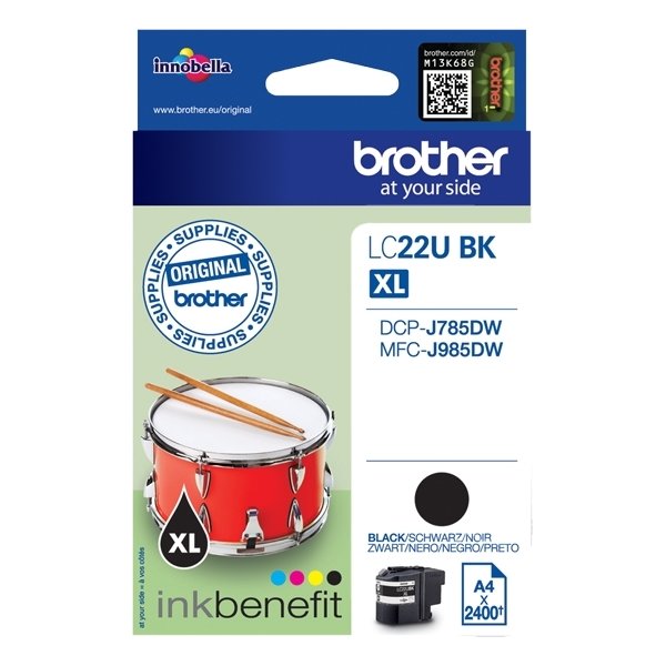 Brother LC22UBK XL blækpatron, sort, 2400s