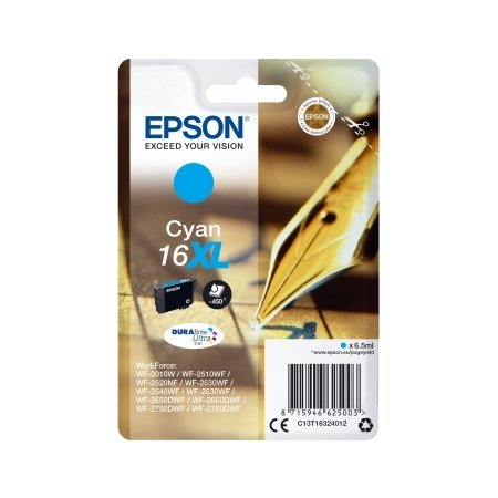 Epson T1632/C13T16324012 XLblækpatron, blå, 450 s
