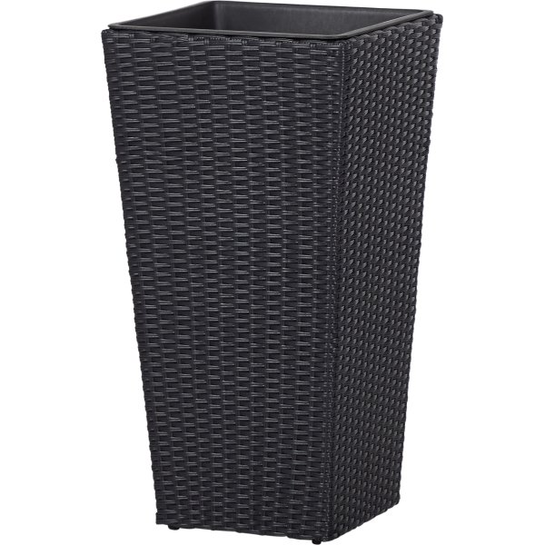 Josefine blomsterkrukke i sort polyrattan, H70 cm