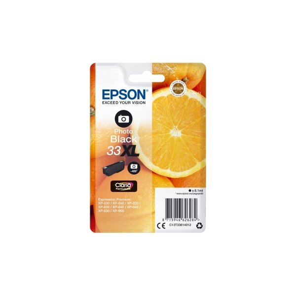Epson C13T33514022 blækpatron, sort XL m/alarm
