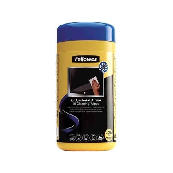 Fellowes antibakt. skærmrenseservietter, 100 stk.