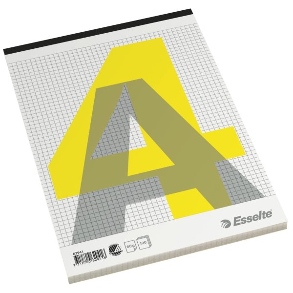 Esselte Standardblok A4, kvadreret, med stub
