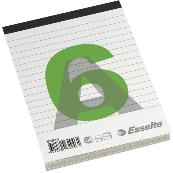 Esselte Standardblok A6, linjeret, med stub